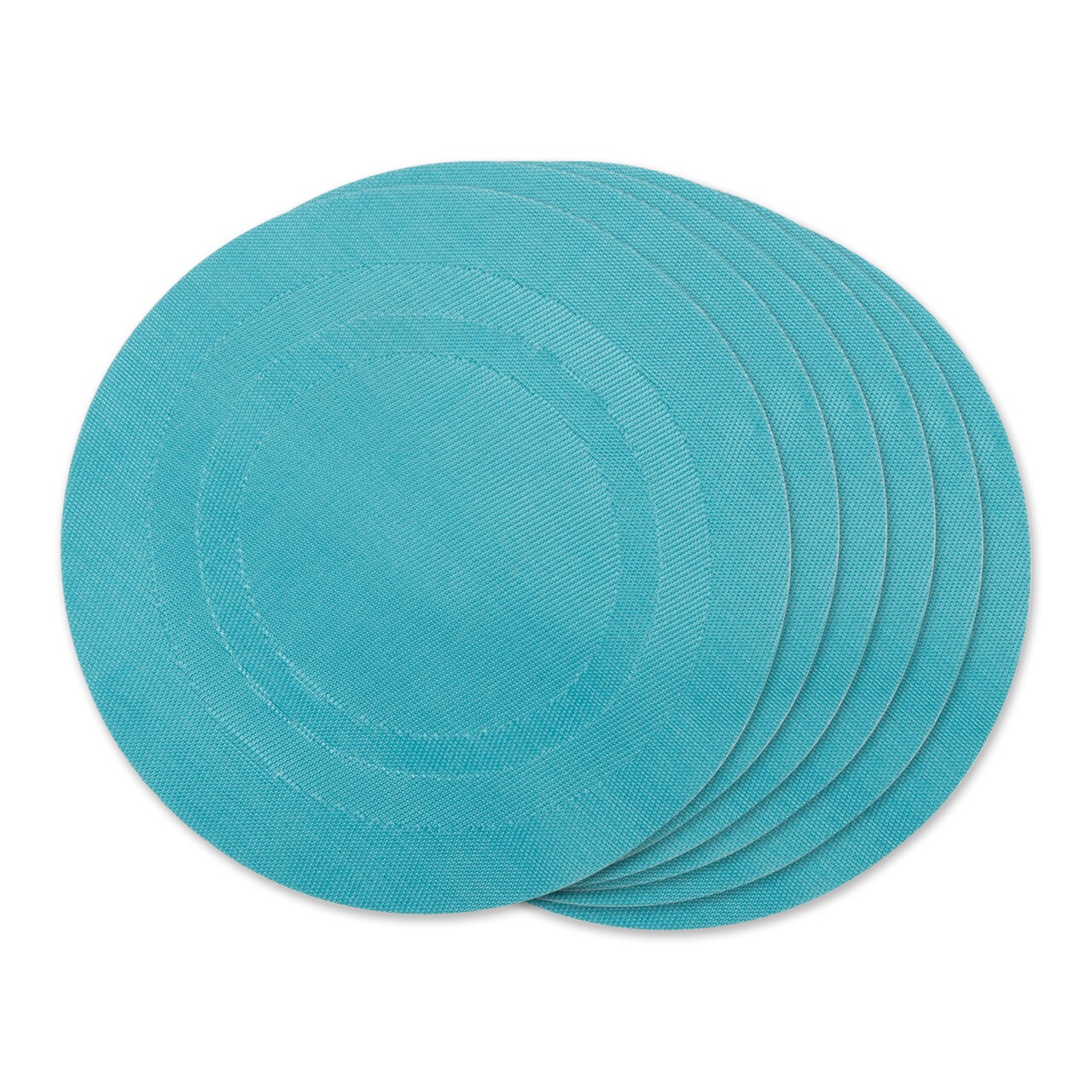 Contemporary Home Living Teal Double Framed Round Placemats - 13.75" - Blue - Set of 6